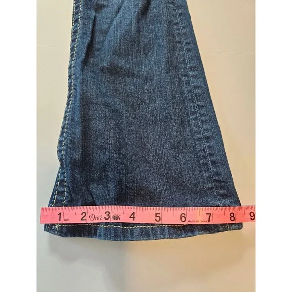 Miss Me Signature Boot Jeans Women 28 Blue Camo Sequin Embellished Dark Wash - Picture 6 of 9